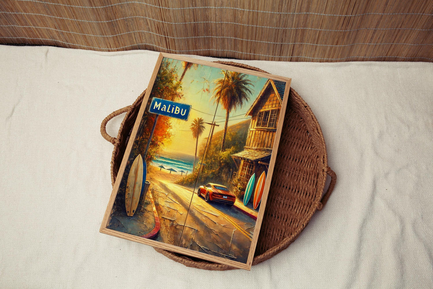 Wall Art Malibu Print - California Travel Poster, USA Art, Housewarming Gift, American Decor, Coastal Wall Decor, Beach Printable