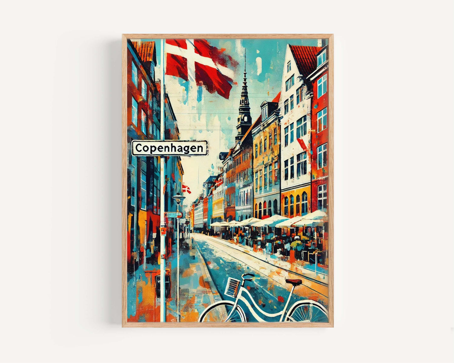 Copenhagen Art Wall Print – Denmark Travel Poster, Housewarming Gift, Scandinavian Cityscape, Europe Home Decor, Modern Minimalist Design