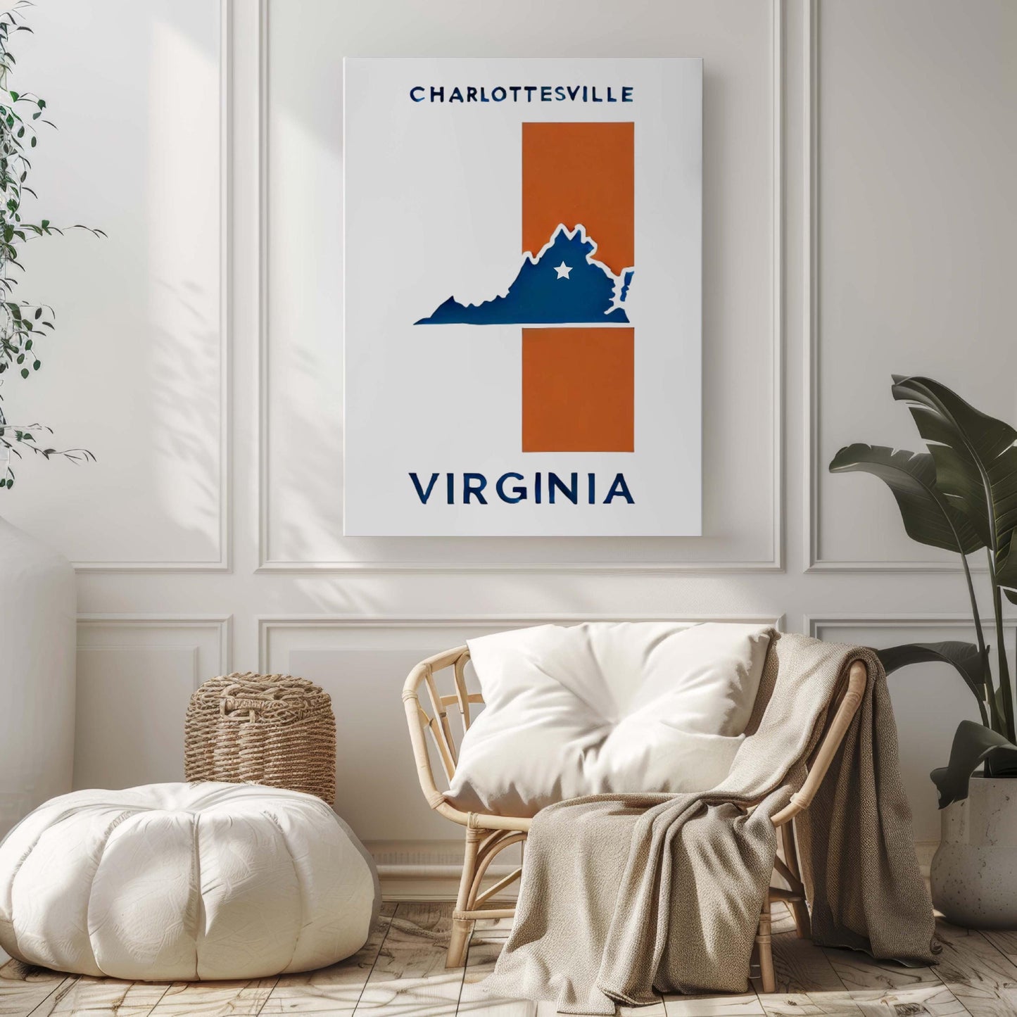 Charlottesville Wall Art Print - Virginia Travel Decor, College Town Gift, Housewarming & Home Decoration