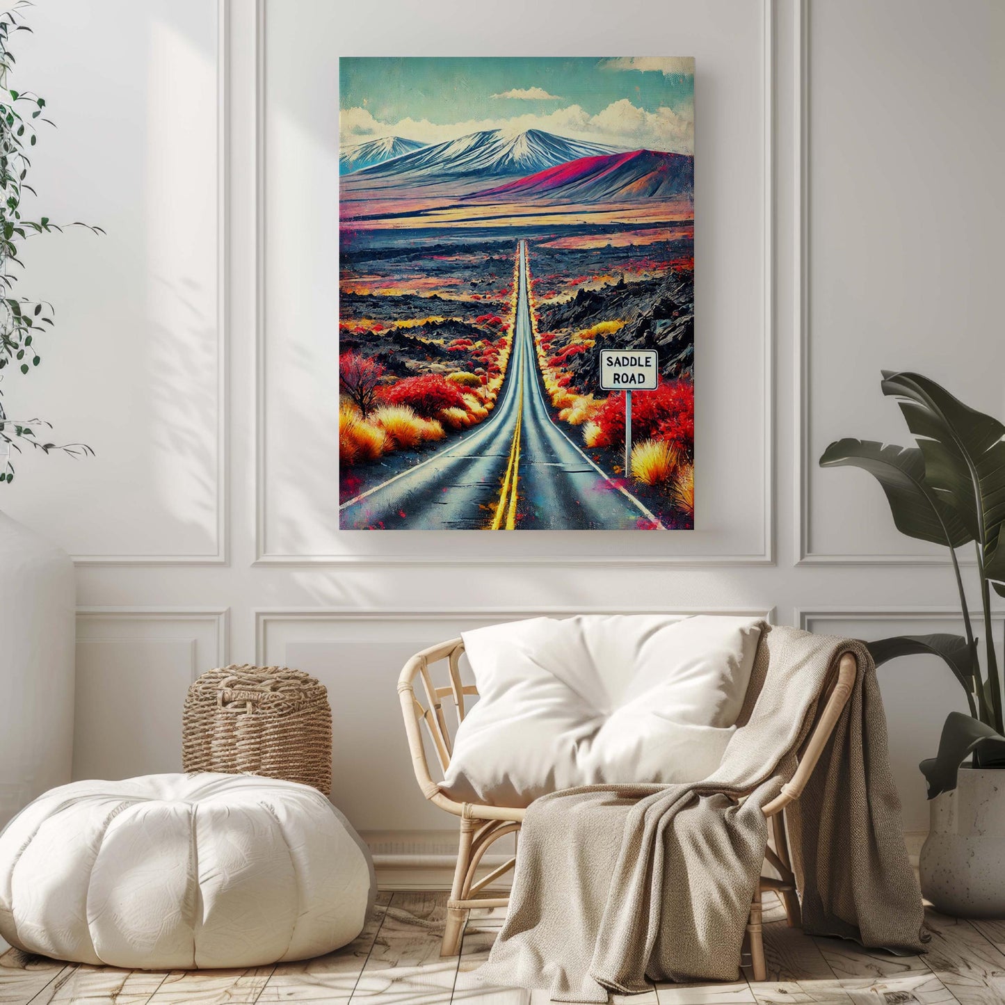 Saddle Road Print - Big Island Hawaii Wall Art, Hilo Travel Poster, Hawaii Gift, Housewarming Decor, Tropical Landscape Illustration