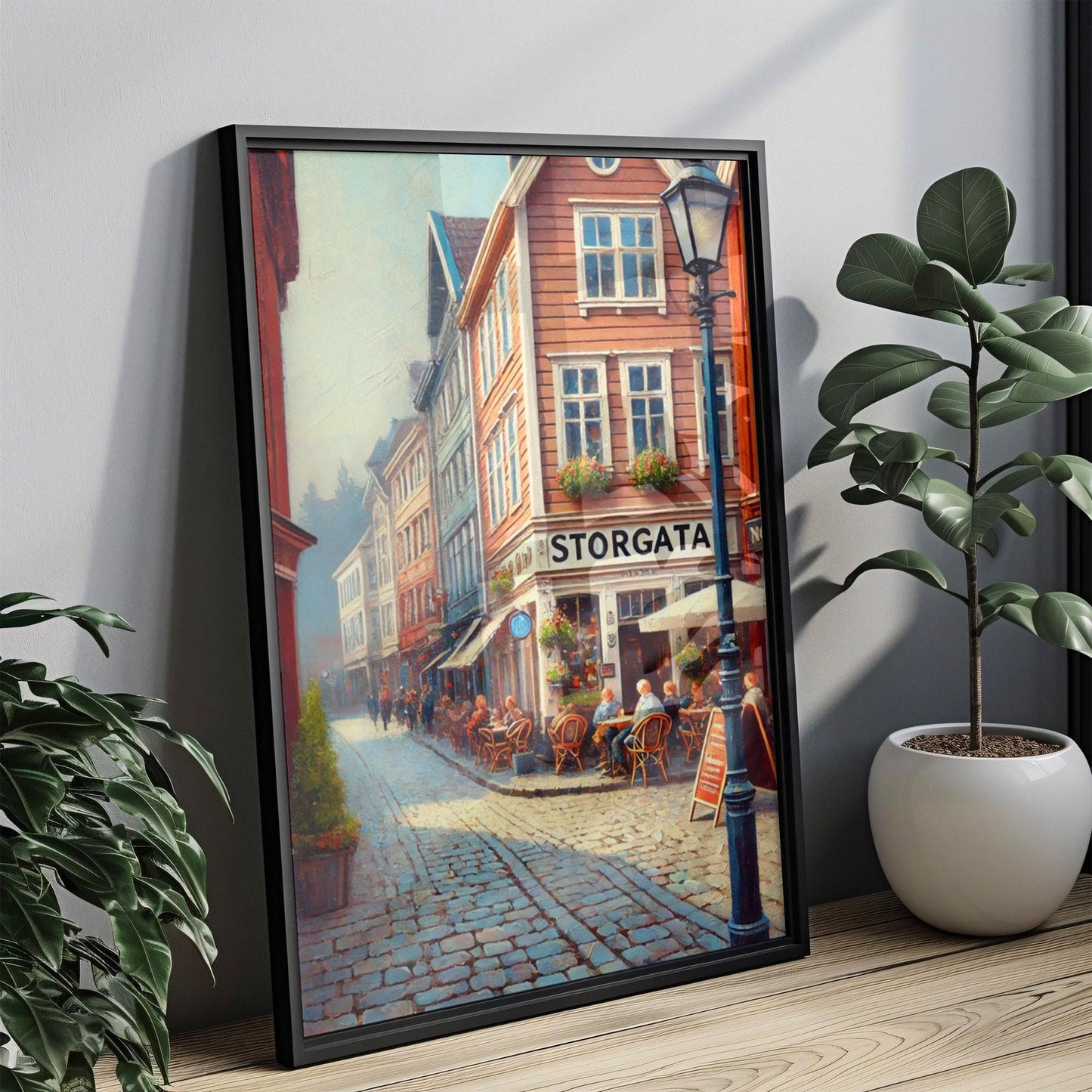 Storgata Wall Art Print - Norway Travel Poster, Europe Souvenir, Housewarming Gift, Scandinavian Home Decor