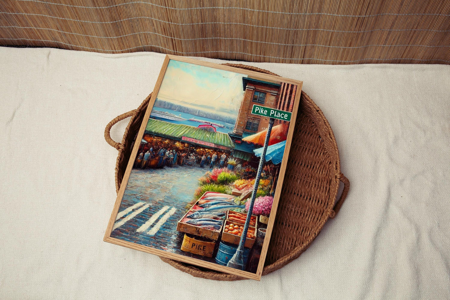 Seattle Art Pike Place Wall Art Print - Personalized Seattle Gift, Travel Poster, Washington Souvenir Home Decor
