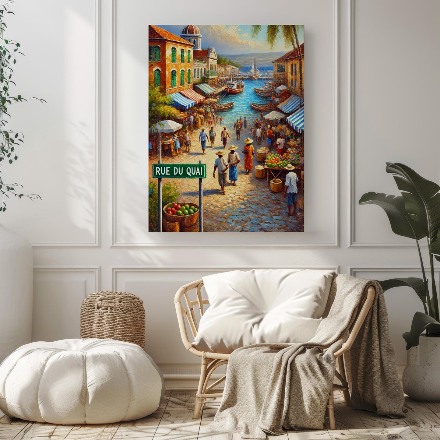 Port-au-Prince Rue du Quai Wall Art, Haiti Travel Poster, Caribbean Cityscape, Haitian Decor, Vibrant Waterfront Market, Personalized Gift