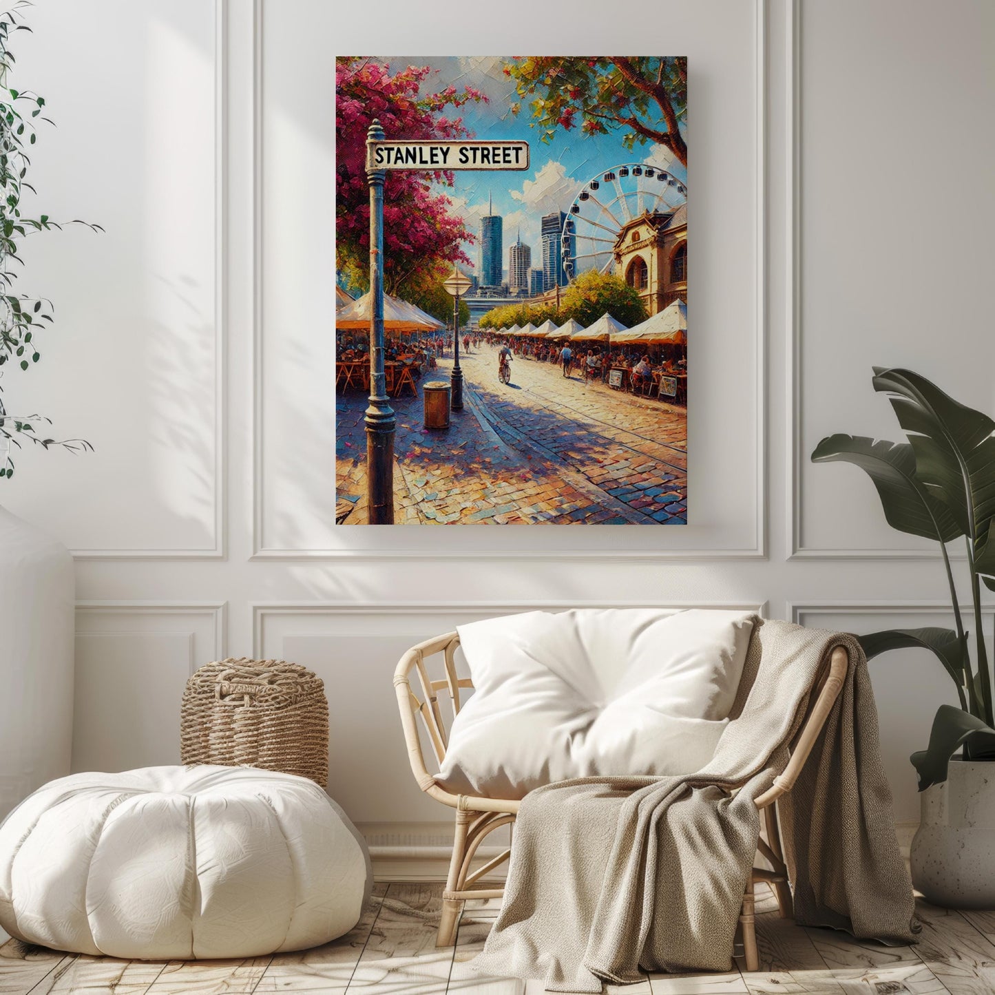 Brisbane Stanley St Wall Art Print - Modern Travel Poster & Street Map, Australia Decor, Housewarming Gift, Cityscape Home Wall Art