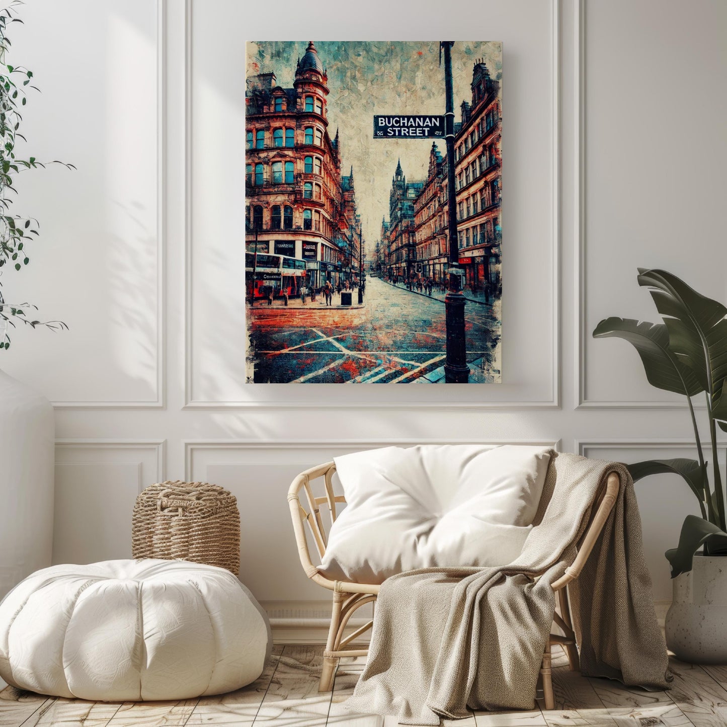 Buchanan Street Wall Art Print - Glasgow Travel Poster, Scotland Gift, Housewarming Decor, Scottish Cityscape Illustration