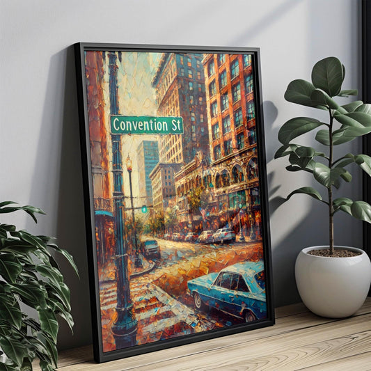 Wall Art Baton Rouge Convention St Print – Louisiana Travel Poster & Gift, Unique State Artwork