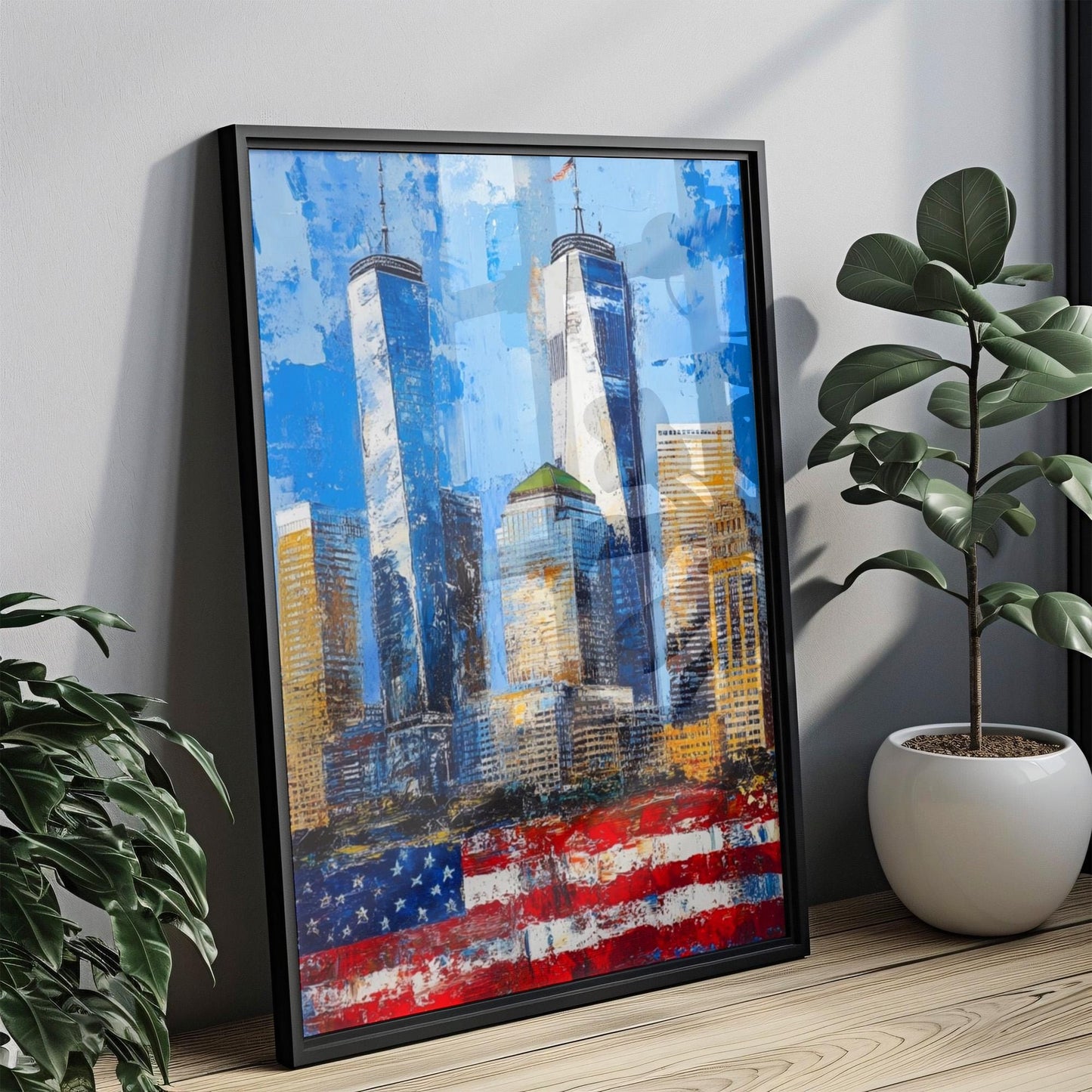 America Skyscrapers Abstract USA Wall Art | Patriotic United States Poster | American Independence Home Decor | Modern USA Cityscape Print