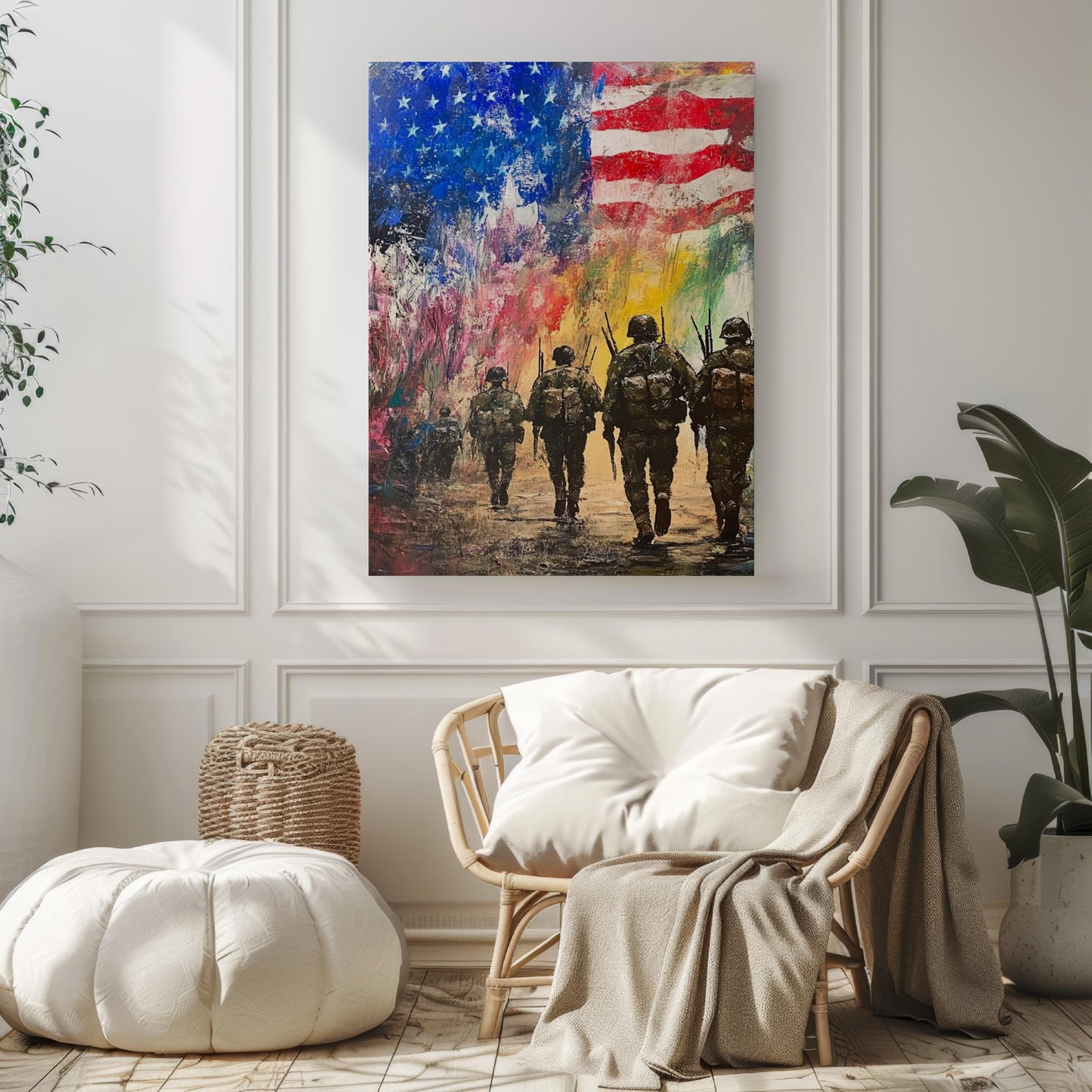 American Warfare Abstract USA Wall Art - Patriotic United States Independence Poster for Home Decor