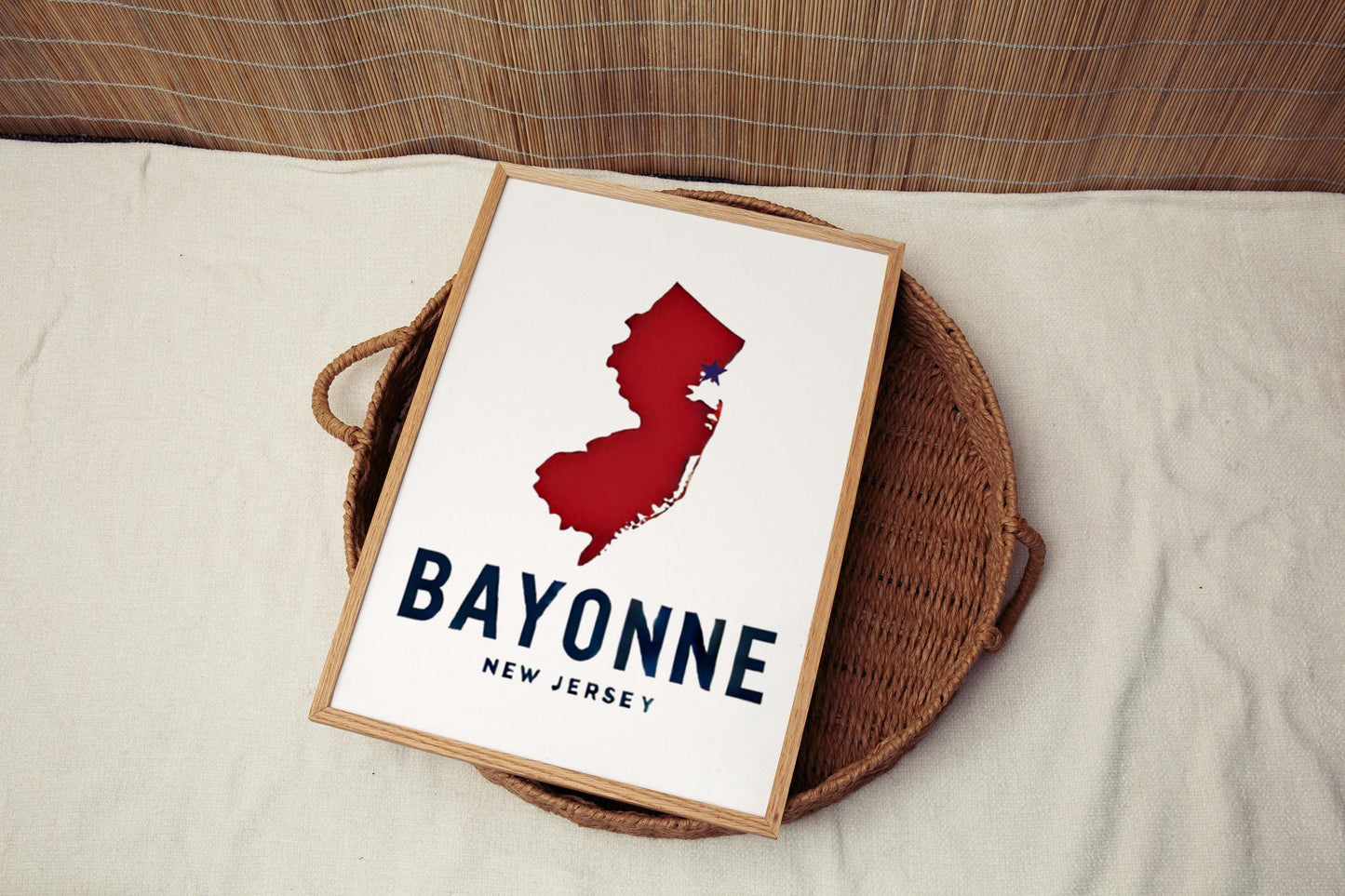 Bayonne Print New Jersey Wall Art Travel Decor NJ Artwork Housewarming Gift College Dorm Room Bayonne Map Poster