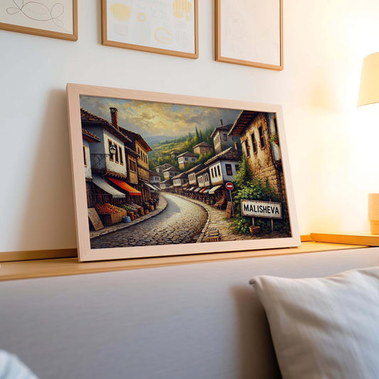 Malisheva Art Travel Poster Print – Kosovo City Wall Art, Europe Gift, Housewarming Decor, Malisheva Map Illustration, Travel Home Accent