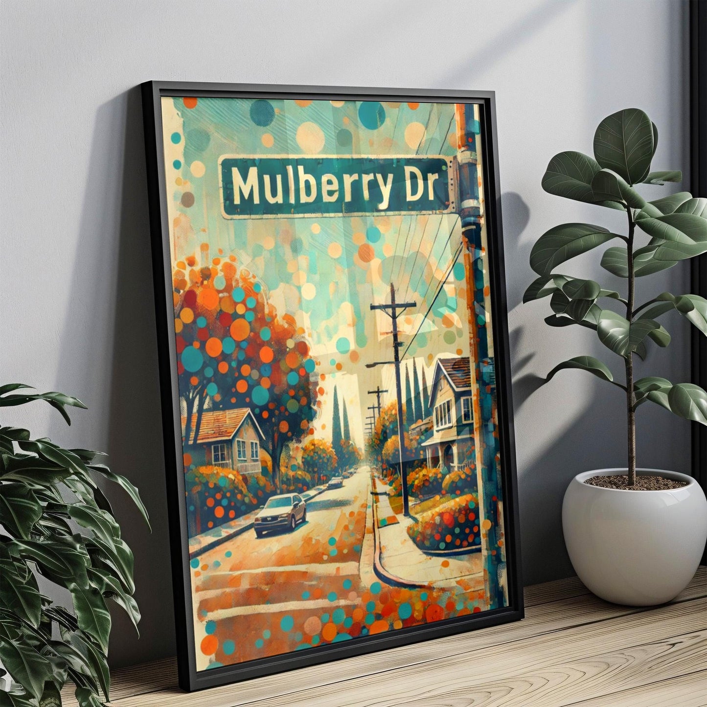Los Angeles Mulberry Dr Wall Art Print – California Travel Poster, LA Gift, Housewarming Decor, Mulberry Drive Map Art