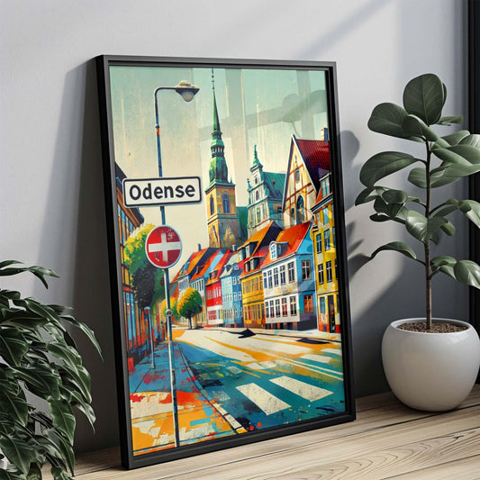 Odense Art Wall Print – Denmark Travel Poster, European City Gift, Housewarming Decor, Scandinavian Wall Art, Odense Map Illustration