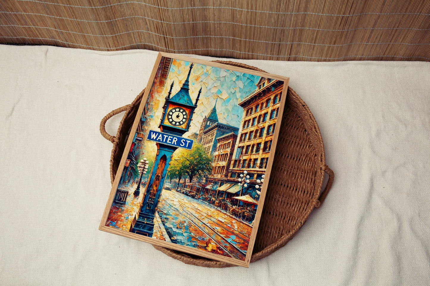 Canadian Water St Wall Art Print – Vancouver Travel Poster, Housewarming Gift & Souvenir, Canadian Cityscape Decor