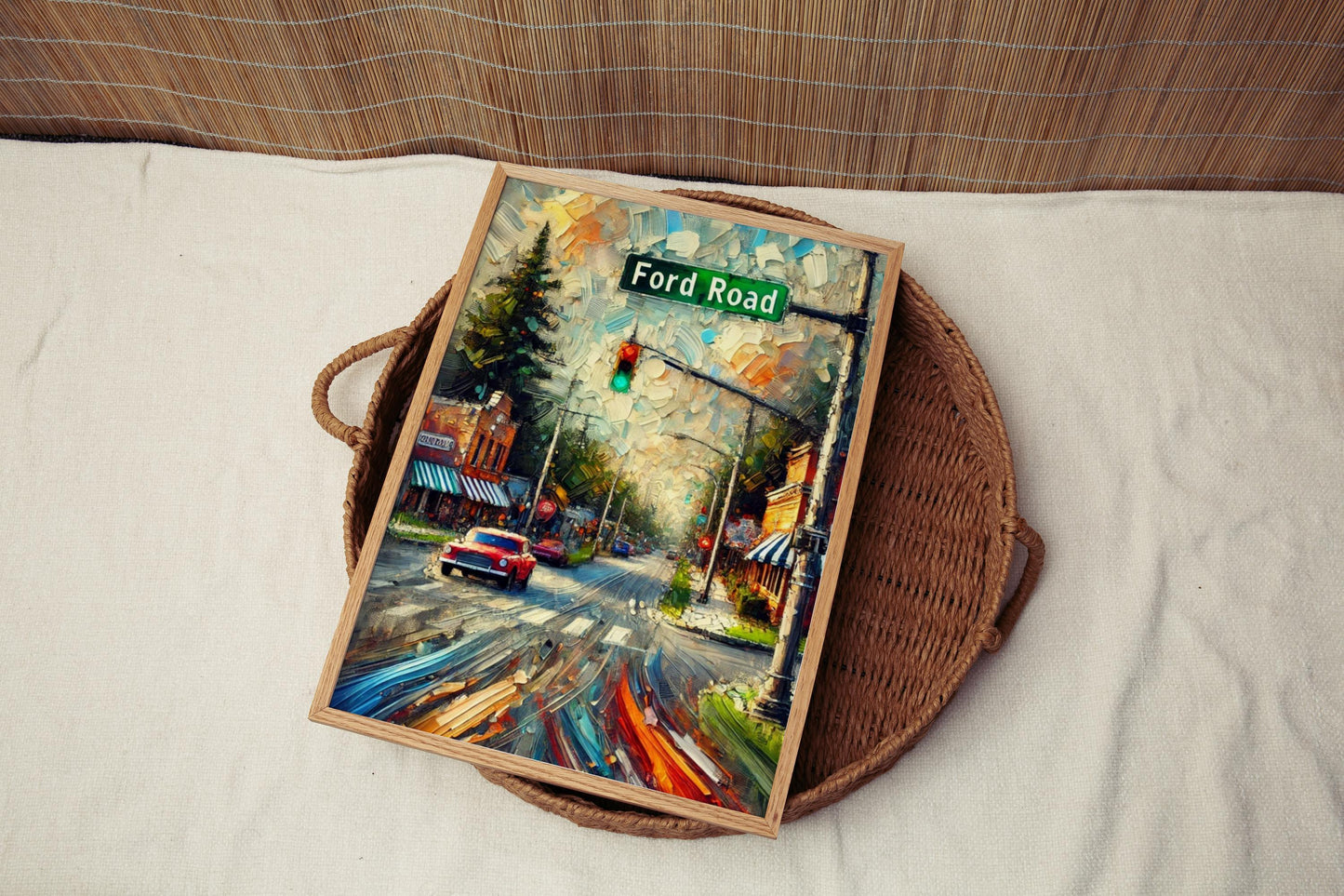 Ford Road Wall Art, Michigan Print, USA Art, “City” Gift, Travel Souvenir, Travel Poster, “State” Art, PERSONALIZED GIFT