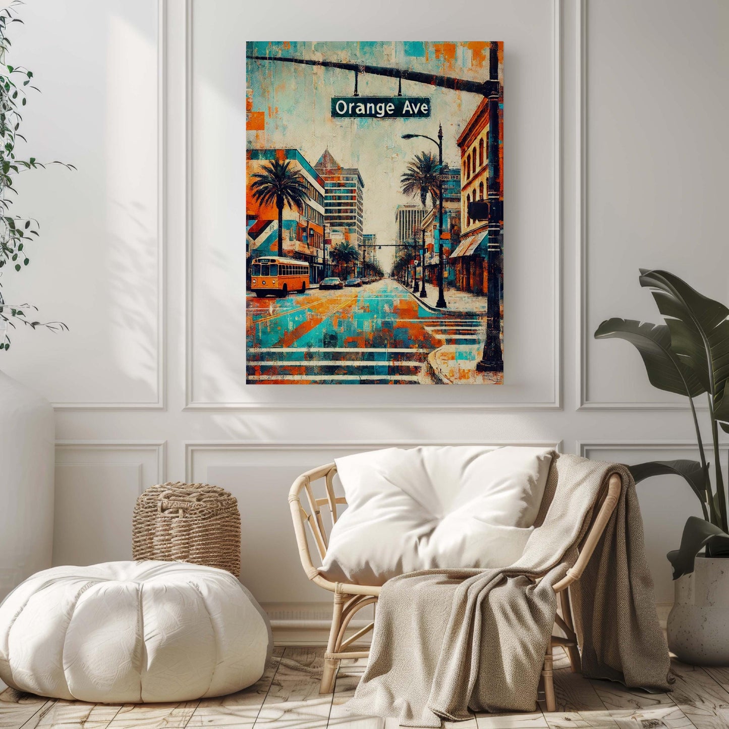 Orange Ave Print Orlando Wall Art, Florida Travel Poster, Vibrant Street Scene, Housewarming & Florida Gift, Modern Home Decor