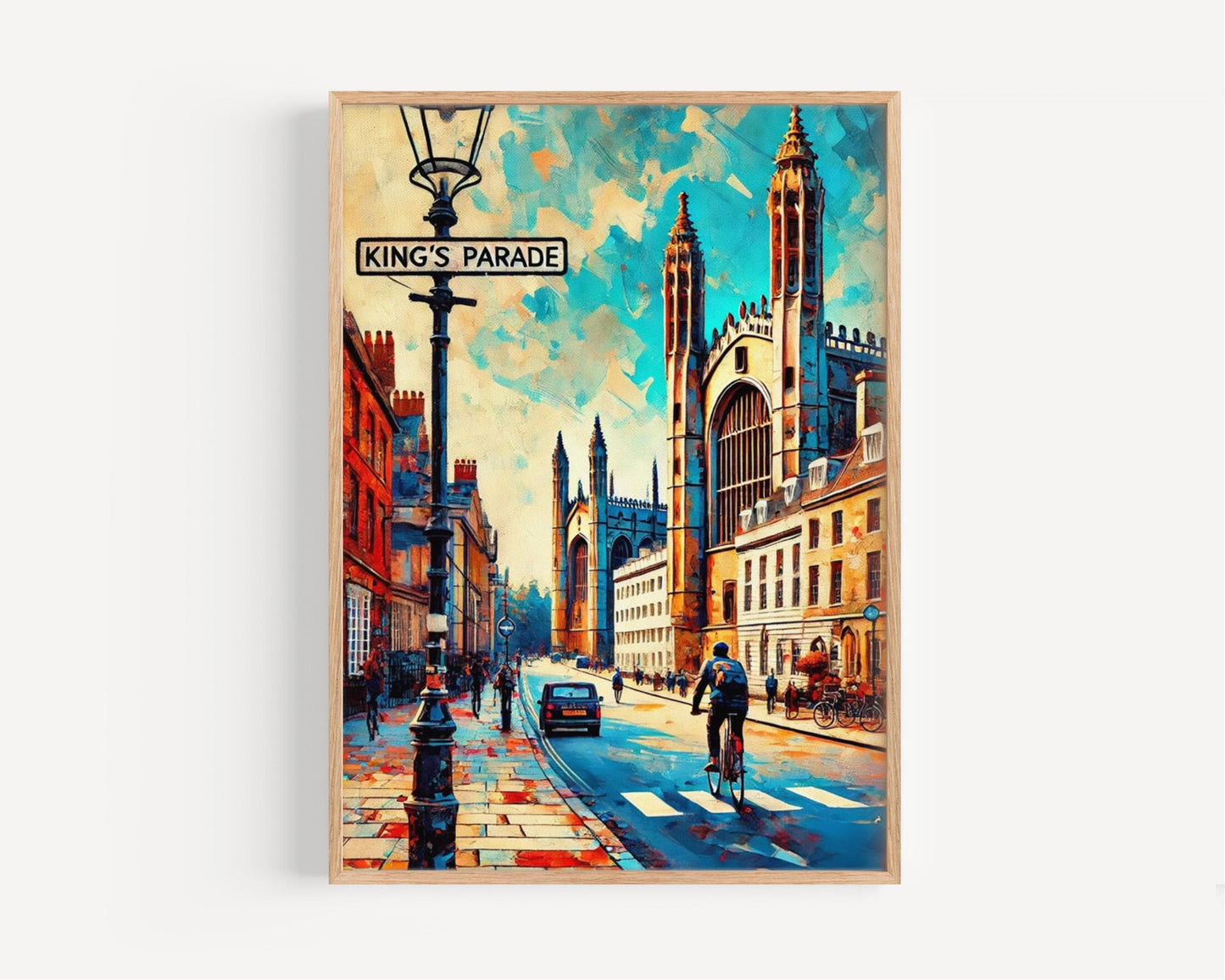King's Parade Wall Art, King's Parade Print, Cambridge Art, Cambridge Gift, Travel Print, Travel Poster, Housewarming Gift, UK Art