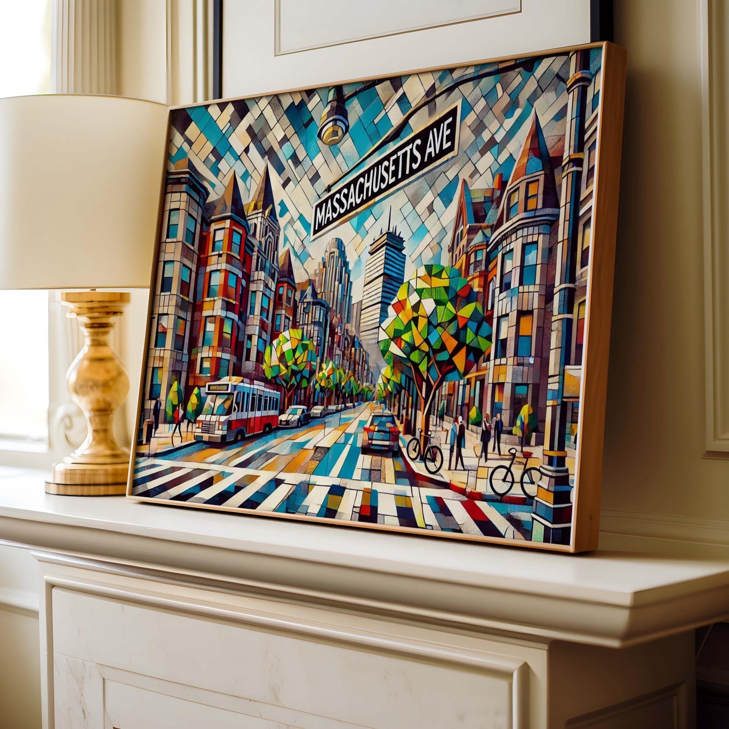 Massachusetts Avenue Wall Art Print - Boston Travel Poster & Map Decor, Housewarming Gift, Mass Art Illustration
