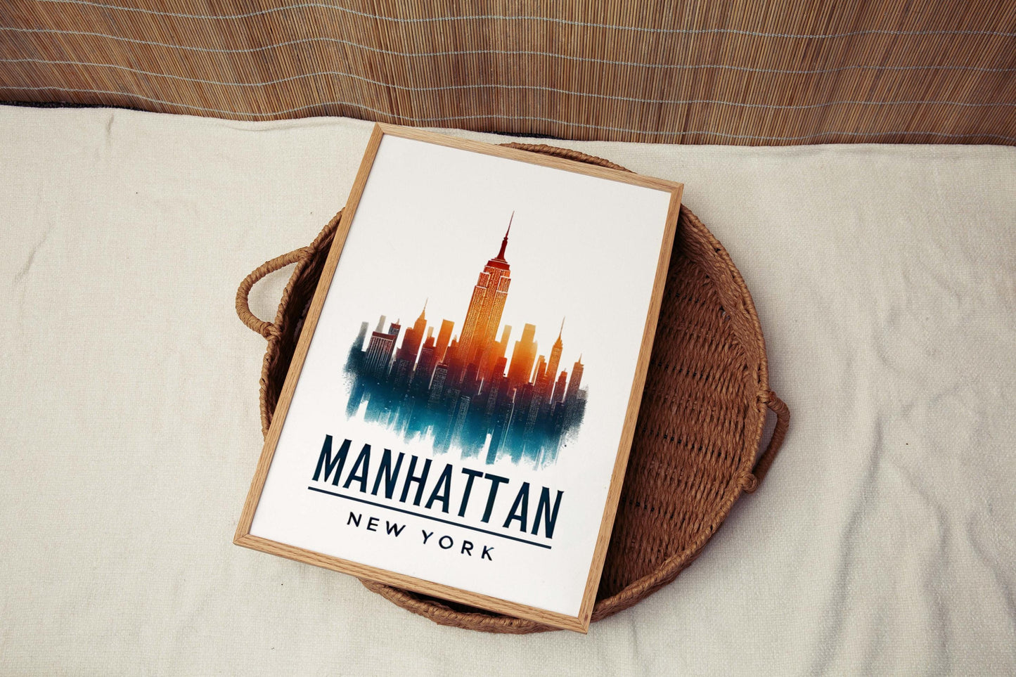 Manhattan Print NYC Wall Art, New York City Travel Decor, Modern Home Decor, Housewarming & College Gift, Urban Skyline Poster