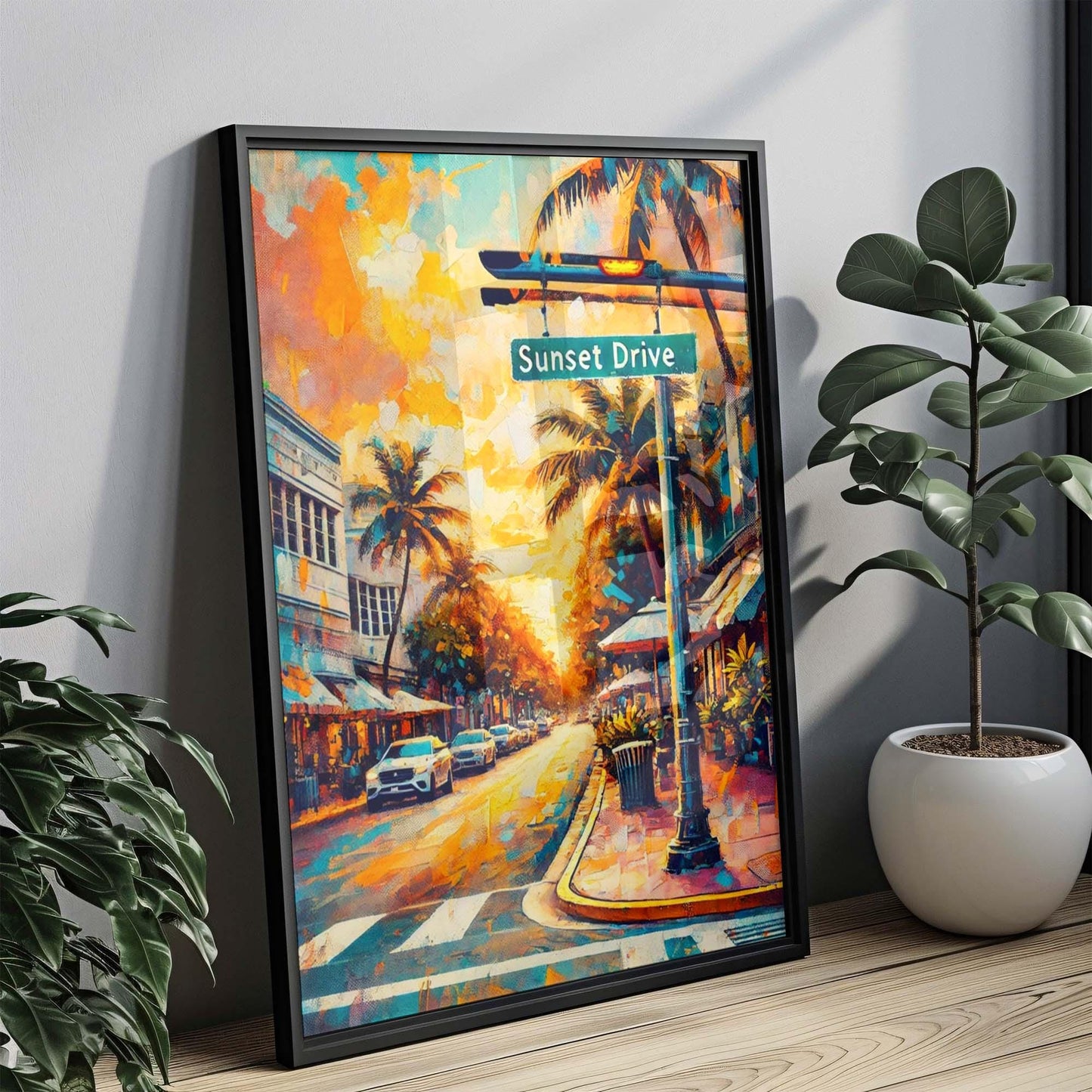 Sunset Drive Wall Art, Sunset Drive Print, South Miami Art, Florida Art, Travel Print, Travel Poster, Housewarming Gift, South Miami Print