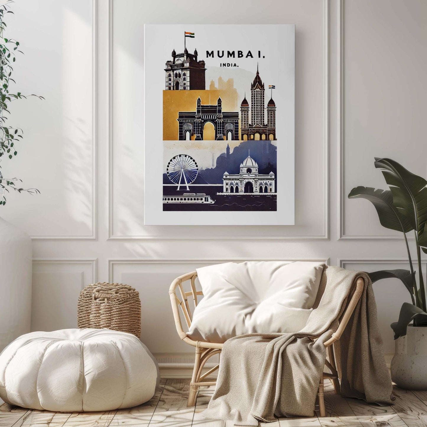 Mumbai Print Wall Art - India Travel Decor, Mumbai Cityscape, Indian Gift, Housewarming & College Room Poster