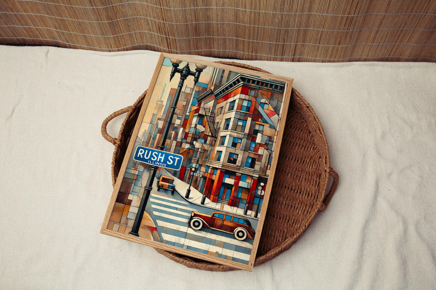 Rush Street Wall Art Chicago Print Illinois Art Cityscape Travel Poster Modern Home Decor Gift