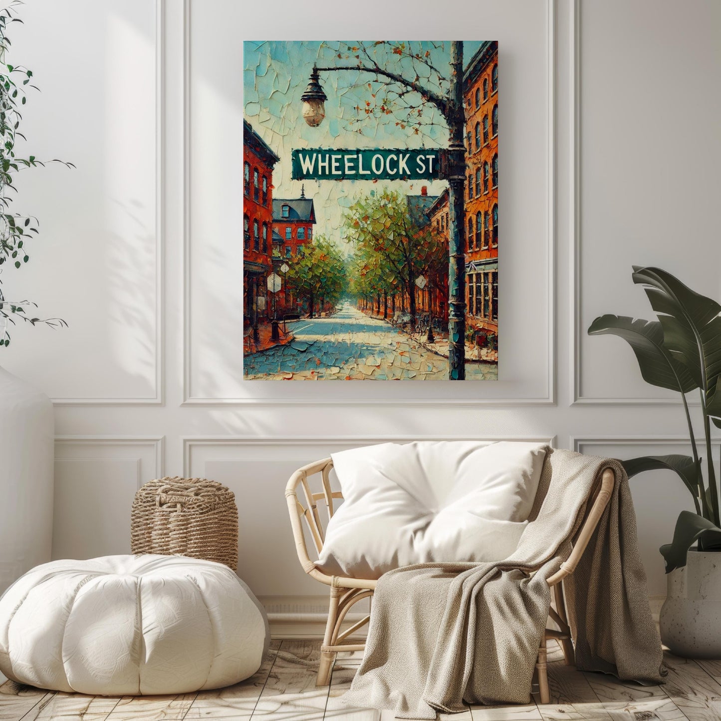 Wheelock Street Wall Art, Hanover NH Print, New Hampshire Street Sign Decor, Travel Poster, Cityscape Gift, Personalized Travel Souvenir