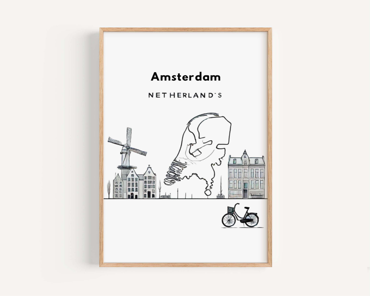 Amsterdam Print: Travel Wall Art & Home Decor, Netherland Gift, College Room Decor, Housewarming Present, Stylish Modern Poster