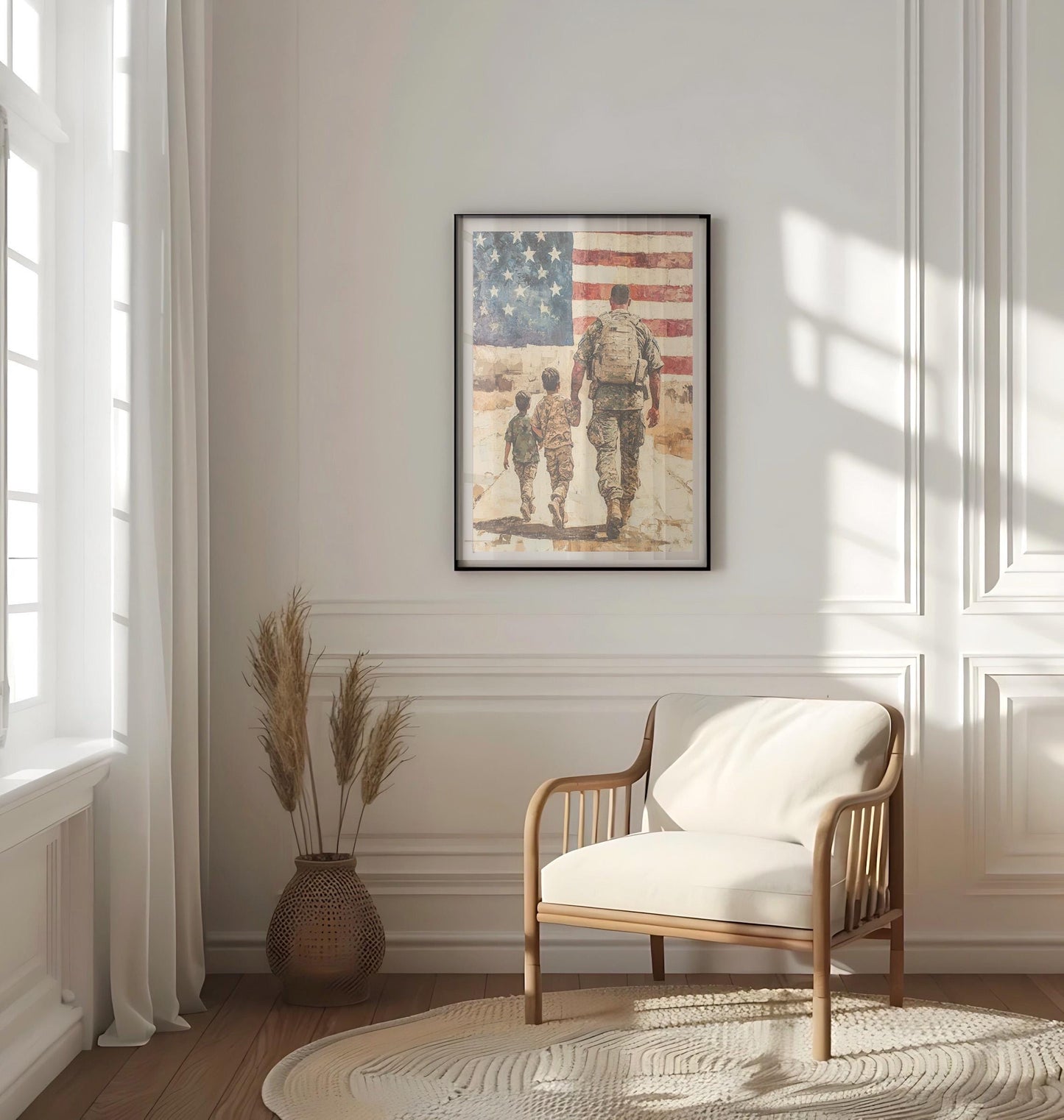 USA Wall Art Abstract American Family Patriotic Poster, United States Independence Home Decor Artwork, Patriotic Wall Decor
