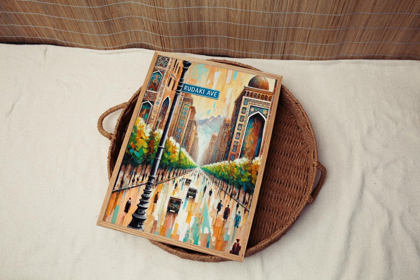 Rudaki Ave Wall Art, Dushanbe Street Sign Print, Tajikistan Travel Souvenir, Cityscape Poster, Urban Landscape Art, Museum-Grade Paper, Gift