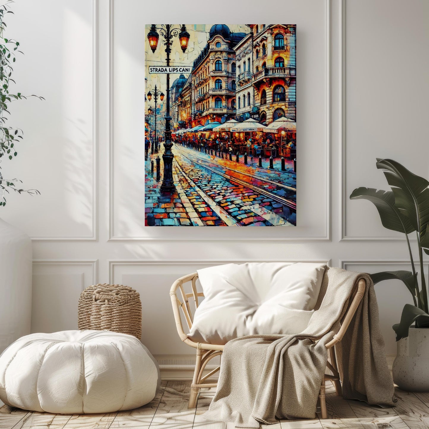 Strada Lipscani Wall Art Print - Vintage Bucharest Travel Poster, Romania Gift & Housewarming