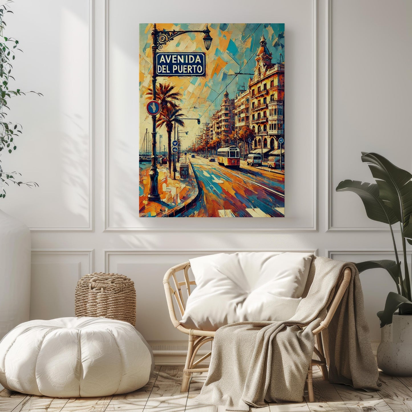 Avenida del Puerto Wall Art Print - Valencia Spain Travel Poster, Spanish Gift, Housewarming Decor, Coastal Travel, Modern Mediterranean Art