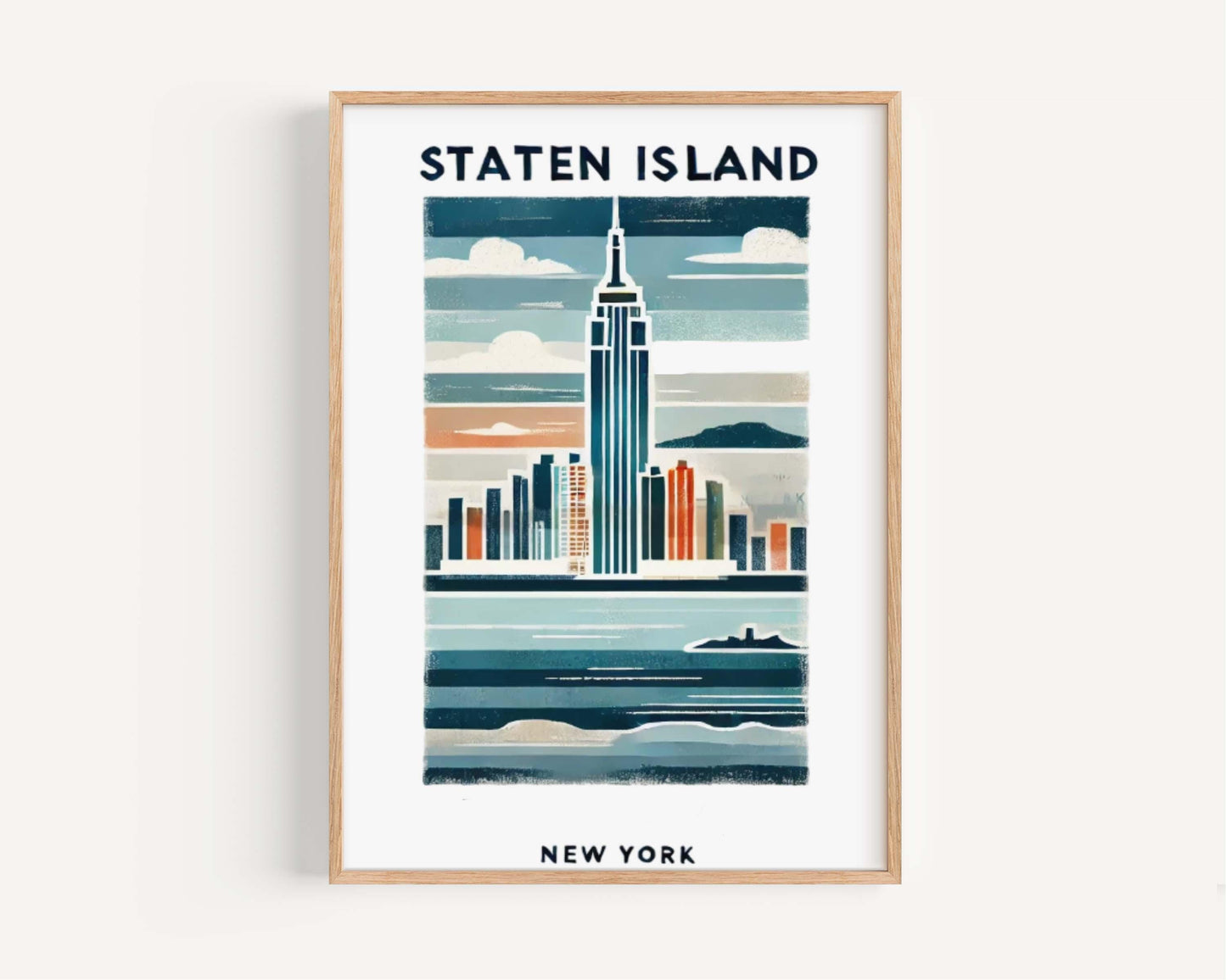 Staten Island Print Wall Art - NYC Travel Decor, New York City Gift, Modern Home & College Dorm Poster, Housewarming Wall Art