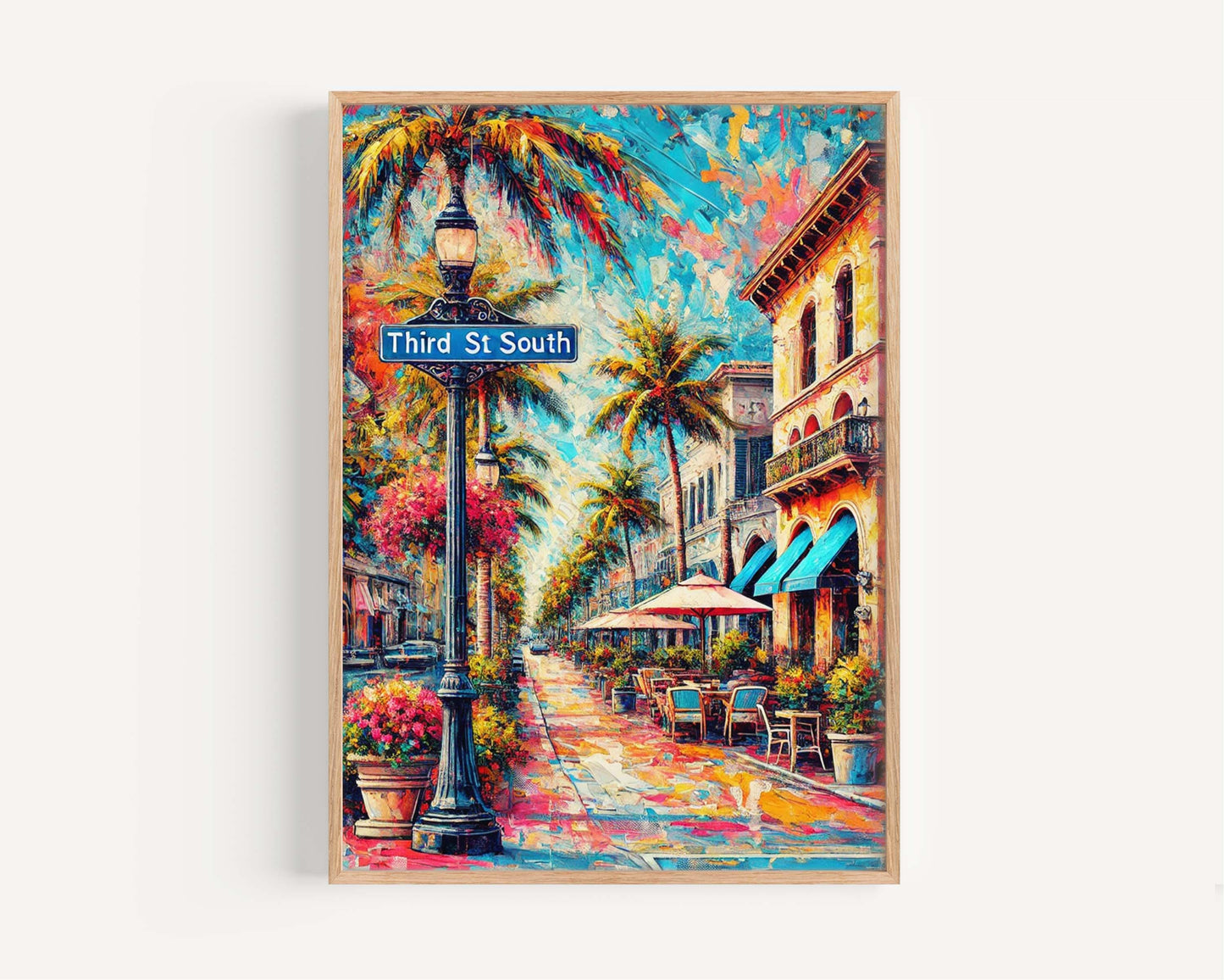 Third Street South Wall Art Print - Naples FL Travel Poster, Florida Art Decor, Housewarming Gift, Third St South Florida Gift