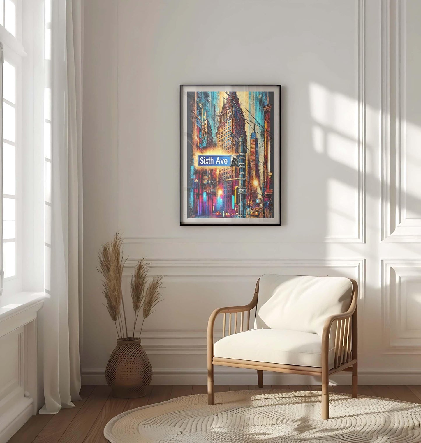 Sixth Ave Print Manhattan Wall Art, NYC Travel Poster, New York City Decor, Housewarming Gift, Sixth Avenue Artwork, NYC Modern Home Print