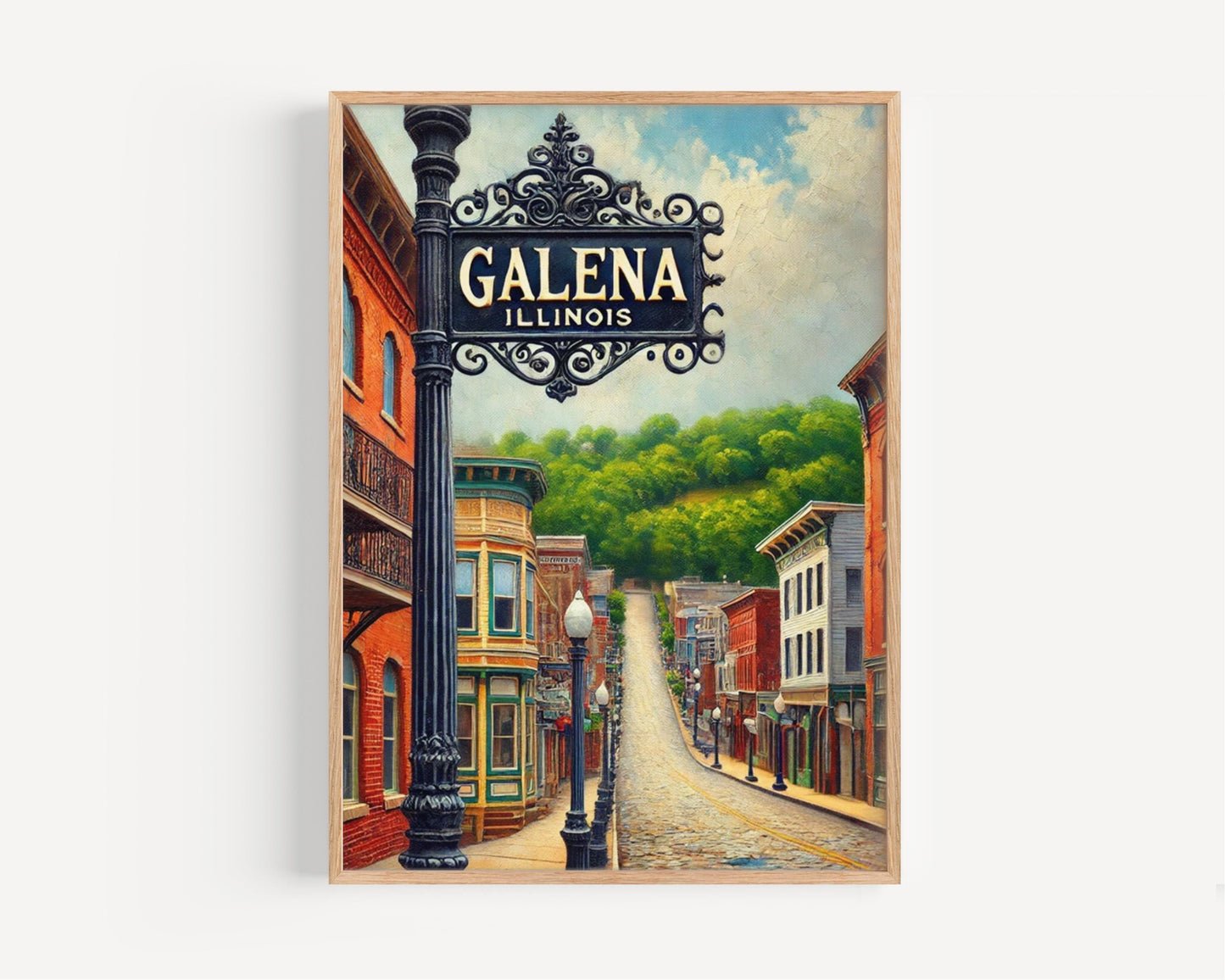 Illinois Galena Wall Art Print - Travel Poster, Housewarming Gift, American USA Artwork, Illinois Travel Decor, Unique State Map Gift