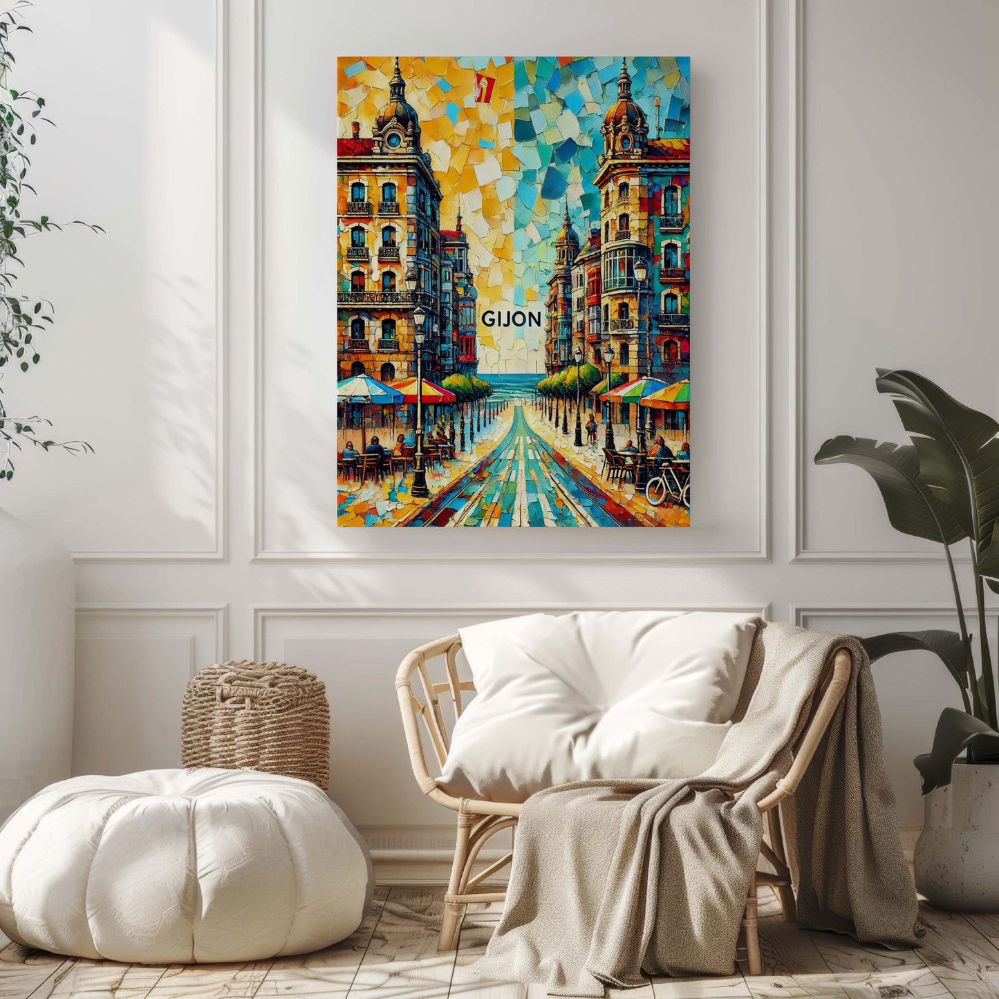Gijón Art: Spanish Coastal Wall Art Print, Gijon Travel Poster, European City Decor, Housewarming Gift, Spain Beach Town Artwork