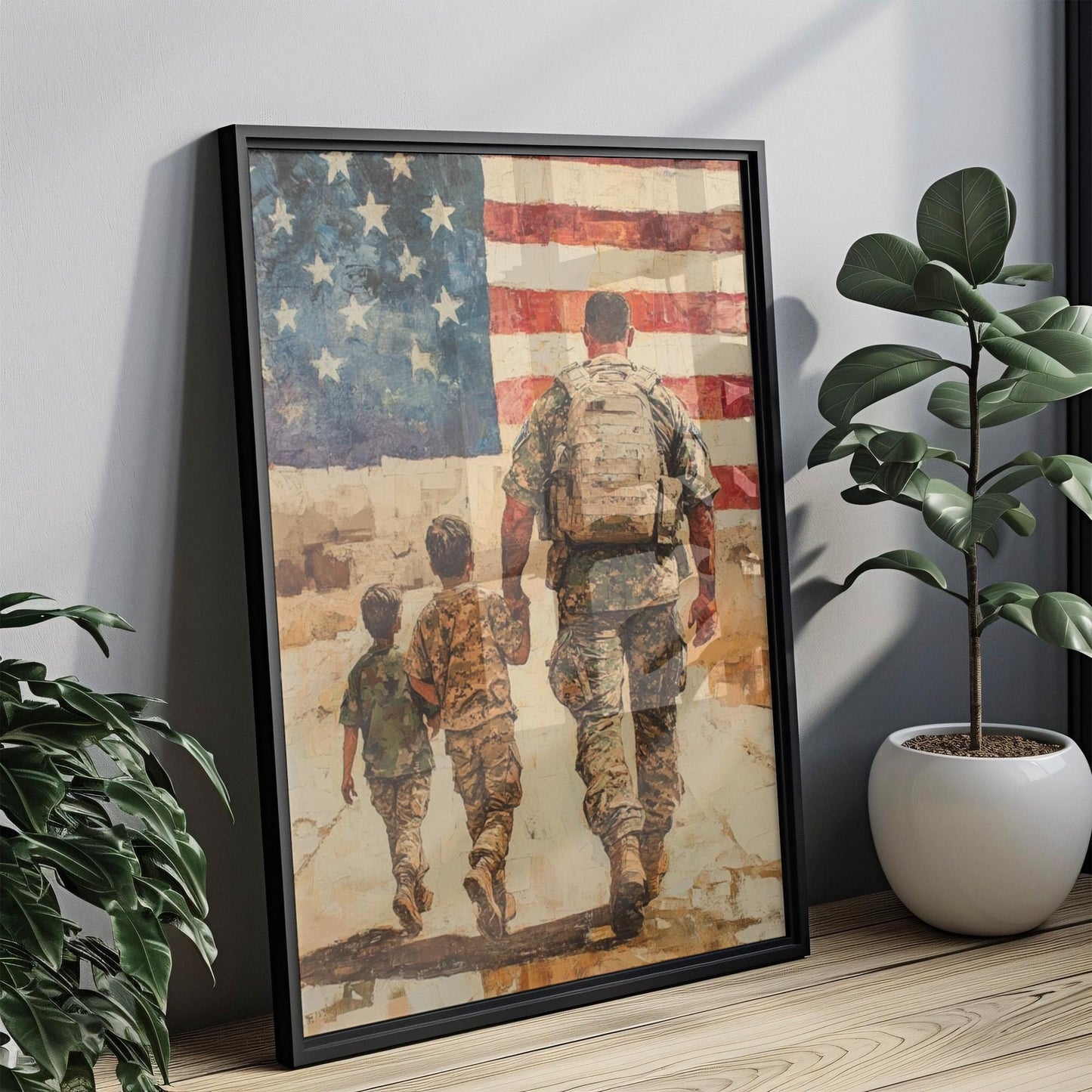 USA Wall Art Abstract American Family Patriotic Poster, United States Independence Home Decor Artwork, Patriotic Wall Decor