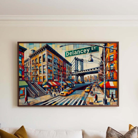 Delancey Street Wall Art Print - NYC Travel Poster, New York Gift, Modern Home Decor, Housewarming Art, Urban New York City Map Poster