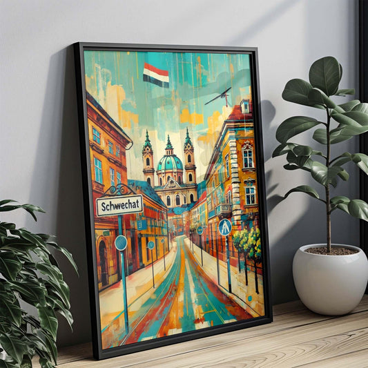 Schwechat Art Print - Austria City Travel Poster, European Wall Art, Housewarming Gift, Schwechat Travel Print, Austria Home Decor