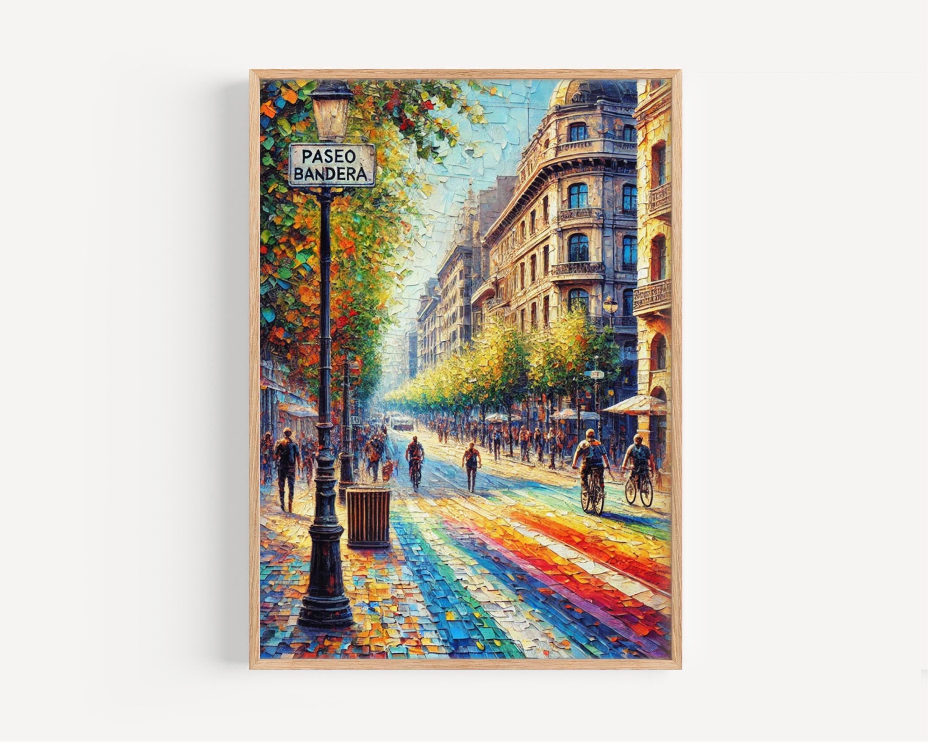 Paseo Bandera Wall Art, Santiago Chile Print, Cityscape Poster, Urban Street Scene, Colorful Pavement Art, Travel Souvenir, Home Décor, Gift