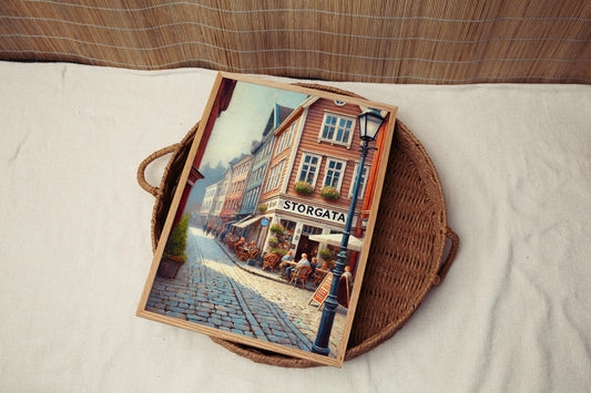 Storgata Wall Art Print - Norway Travel Poster, Europe Souvenir, Housewarming Gift, Scandinavian Home Decor