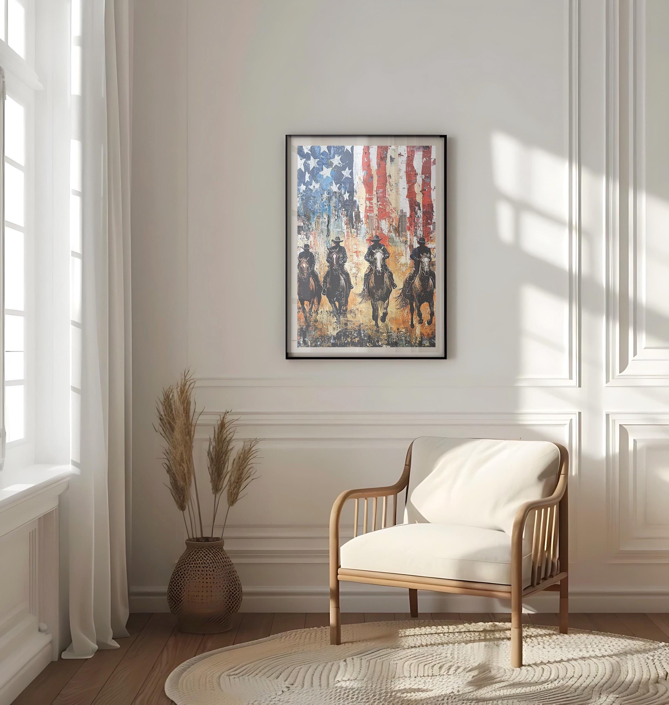 Horse Riders Poster Patriotic - USA