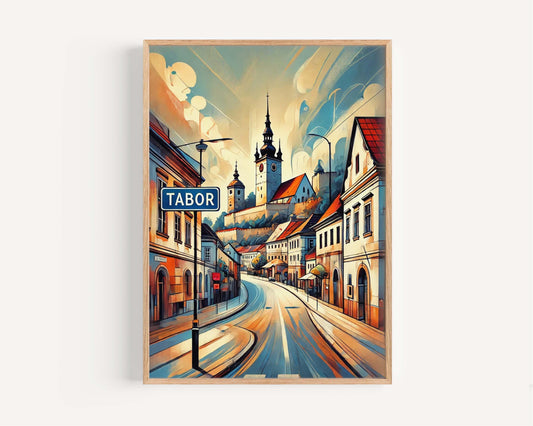 Tabor Art Travel Print - Czech Republic City Wall Art, Europe Poster, Housewarming Gift, Tabor Map Illustration, Modern Home Decor