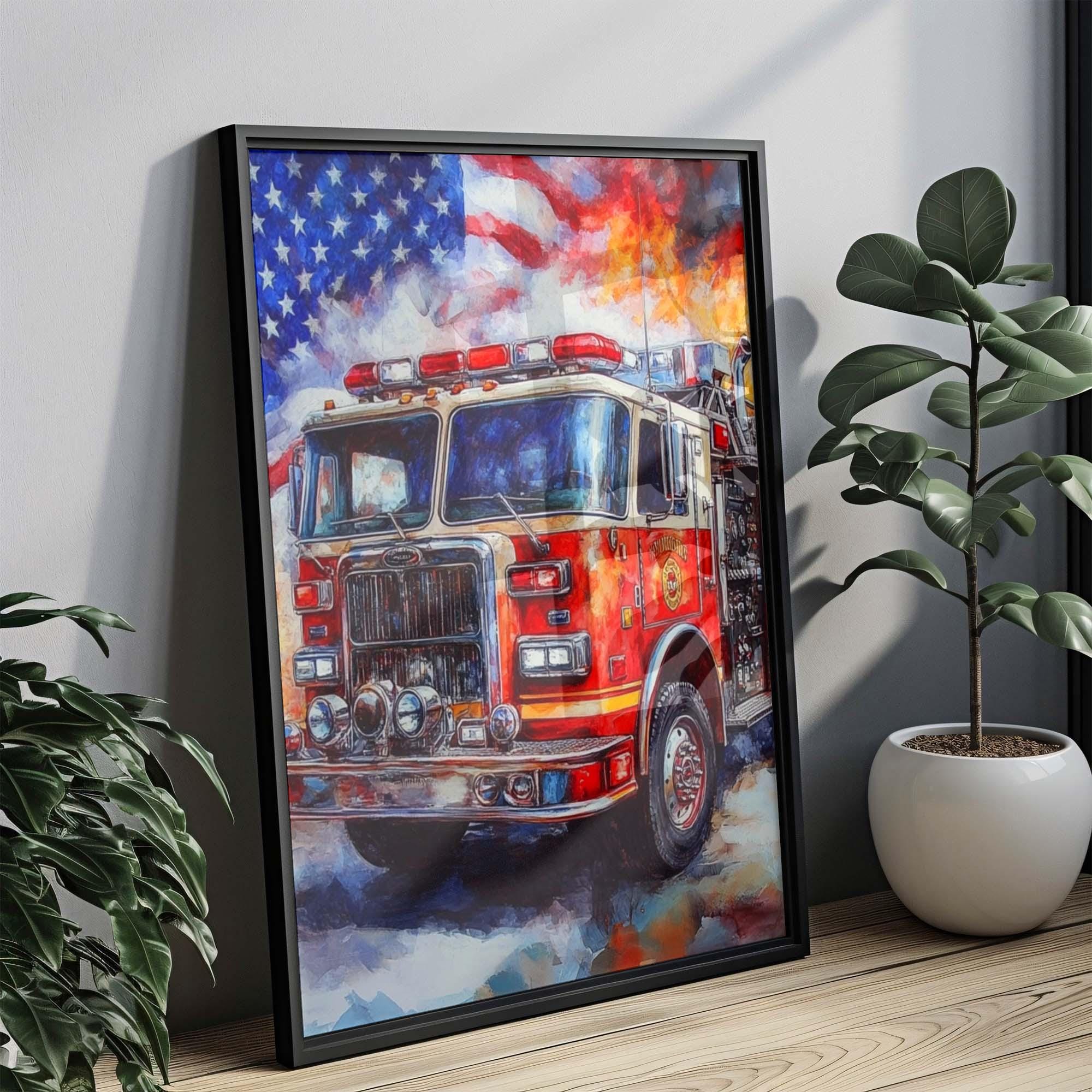 Firetruck Print Patriotic - United States