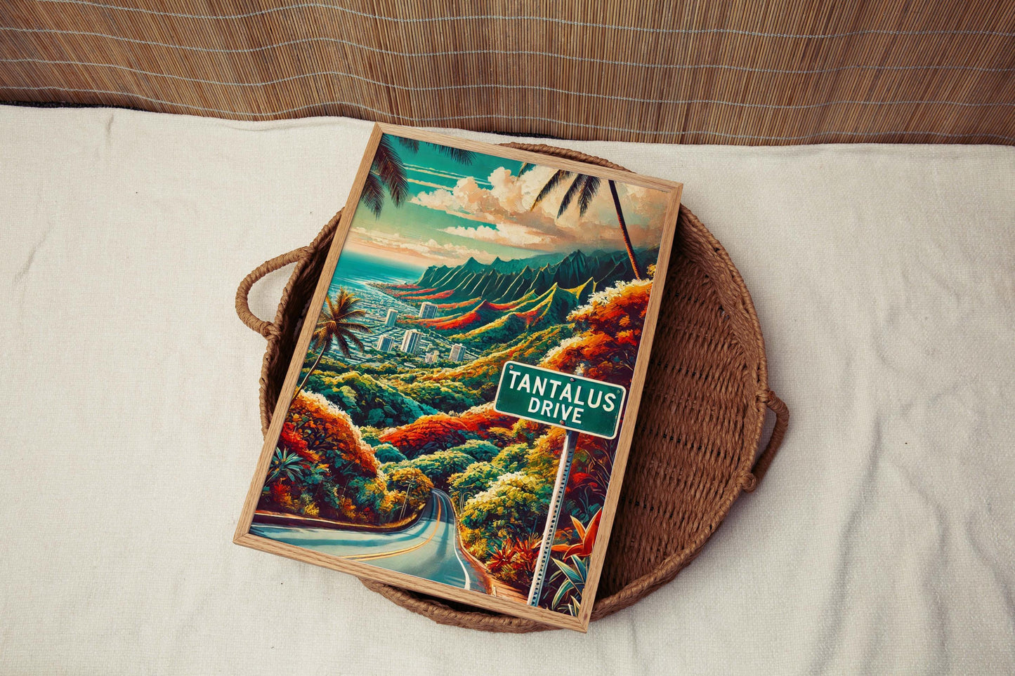 Tantalus Drive Print – Hawaii Wall Art, Oahu Travel Poster, Tropical Home Decor, Honolulu Gift, Scenic Hawaii Art, Housewarming Gift