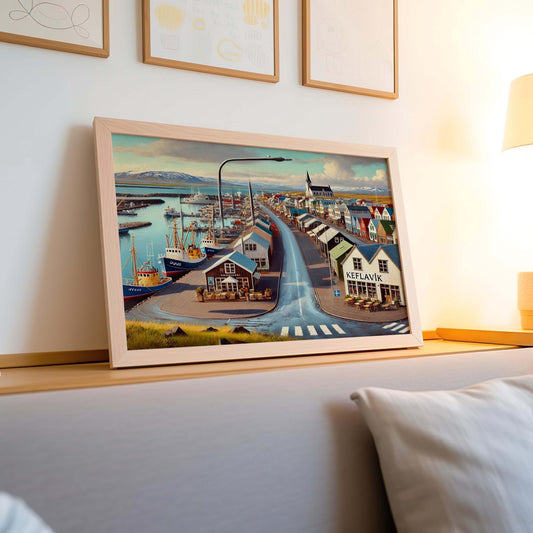 Keflavík Art Iceland Wall Print - Scandinavian Travel Poster, European City Gift, Housewarming Decor, Modern Nordic Home Accent