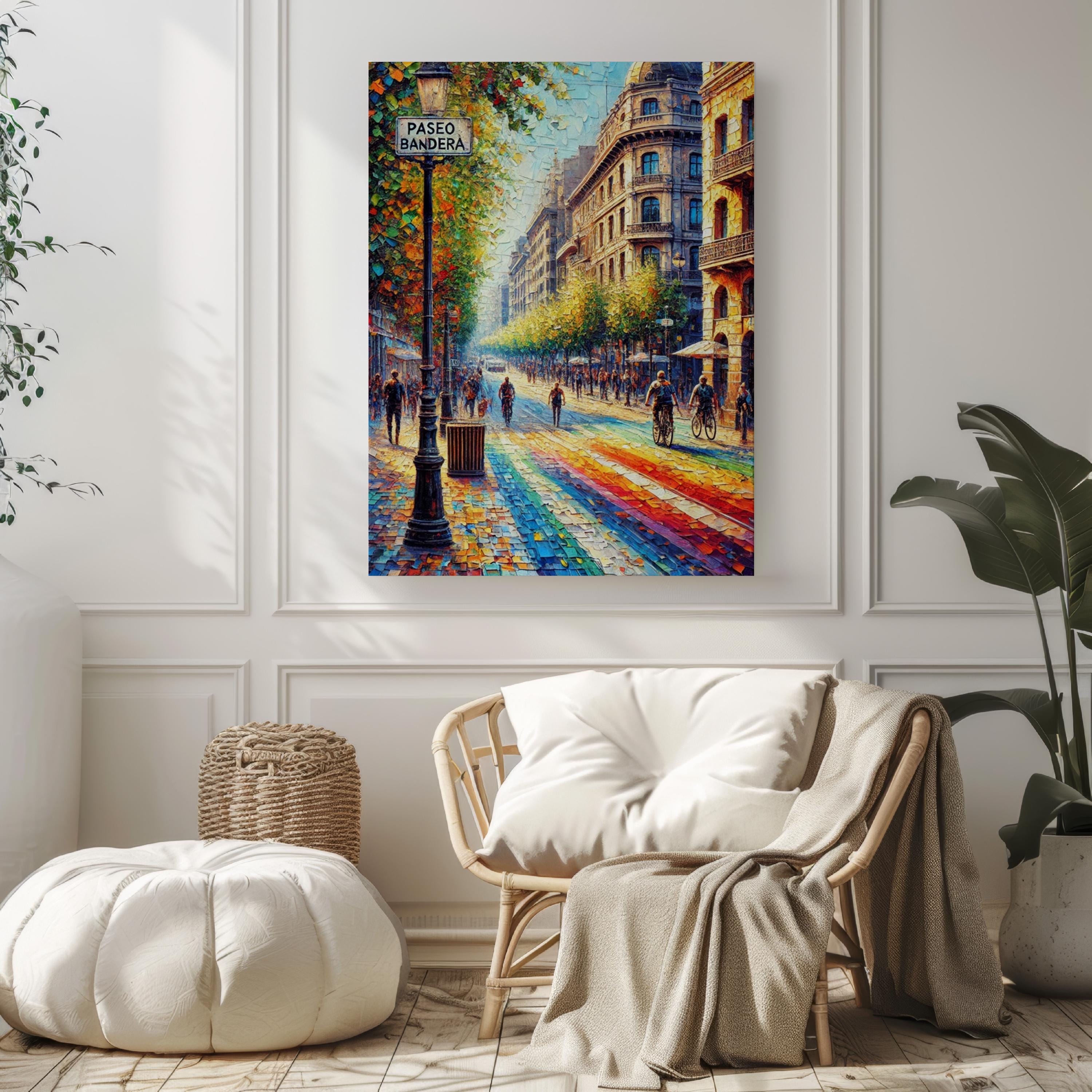 Paseo Bandera Wall Art, Santiago Chile Print, Cityscape Poster, Urban Street Scene, Colorful Pavement Art, Travel Souvenir, Home Décor, Gift