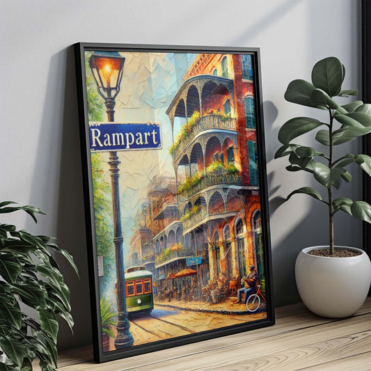 Rampart St Print - New Orleans Wall Art, Louisiana Travel Poster, Housewarming Gift, Rampart Street NOLA Decor, Unique New Orleans Art Print