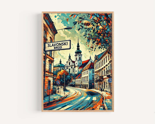 Slavonski Brod Print Wall Art, Croatian City Travel Poster, Housewarming Gift, Cityscape Artwork, Slavonski Brod Home Decor