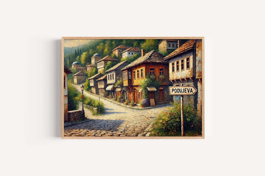 Podujeva Art Travel Print - Kosovo City Wall Art, European Poster, Unique Home Decor, Housewarming Gift, Podujeva Travel Poster
